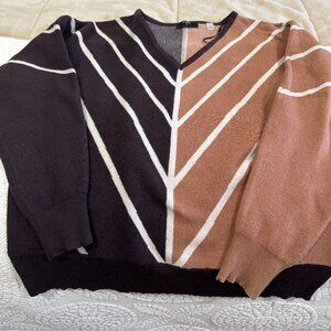 Multi-colored v neck sweater